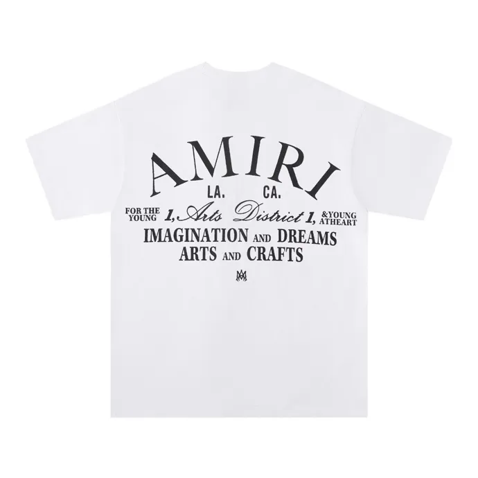 Style number: 675 P120 Fabric: 260g double yarn AMIRI 2025 spring and summer new logo round neck T-shirt high street men and women loose classic letter short sleeves Color: white black Size: S M L XL