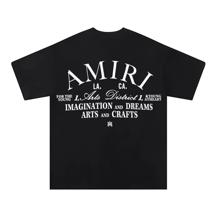 Style number: 675 P120 Fabric: 260g double yarn AMIRI 2025 spring and summer new logo round neck T-shirt high street men and women loose classic letter short sleeves Color: white black Size: S M L XL