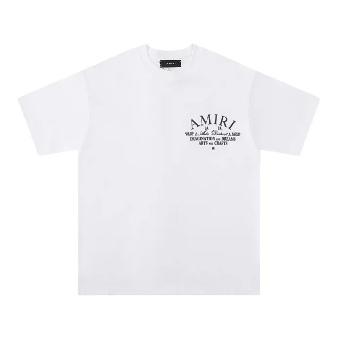 Style number: 675 P120 Fabric: 260g double yarn AMIRI 2025 spring and summer new logo round neck T-shirt high street men and women loose classic letter short sleeves Color: white black Size: S M L XL