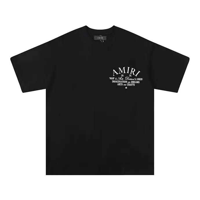 Style number: 675 P120 Fabric: 260g double yarn AMIRI 2025 spring and summer new logo round neck T-shirt high street men and women loose classic letter short sleeves Color: white black Size: S M L XL