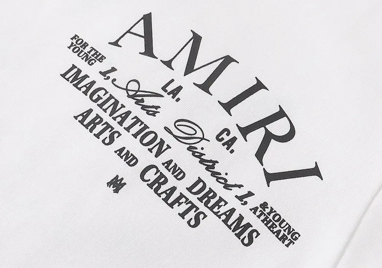 Style number: 675 P120 Fabric: 260g double yarn AMIRI 2025 spring and summer new logo round neck T-shirt high street men and women loose classic letter short sleeves Color: white black Size: S M L XL