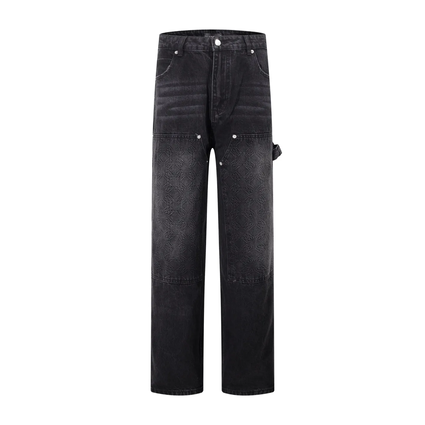 P260 Style number: H47 AMIRI & AMIRI 2025 new heavy-duty embroidered lettering logging pants for couples, washed jeans, top ceiling quality, styles with different washed textures, very friendly to people with thin legs and thick legs, straight and slim fit, very flattering leg shape, moderate length that never goes out of style, easy and casual to match, basic styling for various styles, a must-have in the wardrobe! The fabric is stiff but also makes the upper body soft without losing texture. The washing process is even more perfect. It is a must-have item for everyone! ! ! Washed wheat, hang tag, pants label, three labels complete Color: black Size: 30, 32, 34, 36