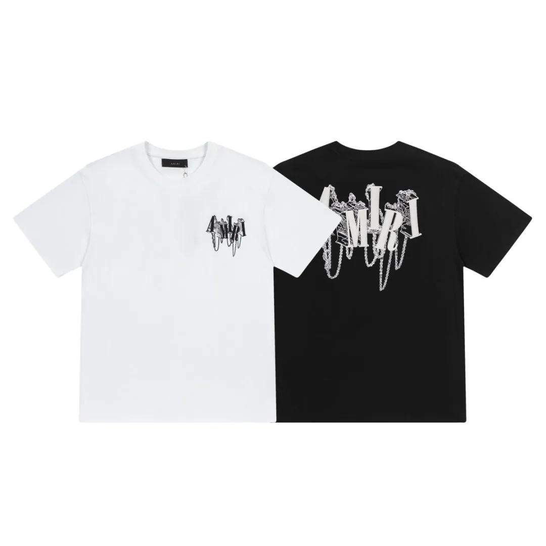 8029#P140amiri suede foaming process printing logo, using 300 grams of fabric, color: black, white. Size: S M L XL
