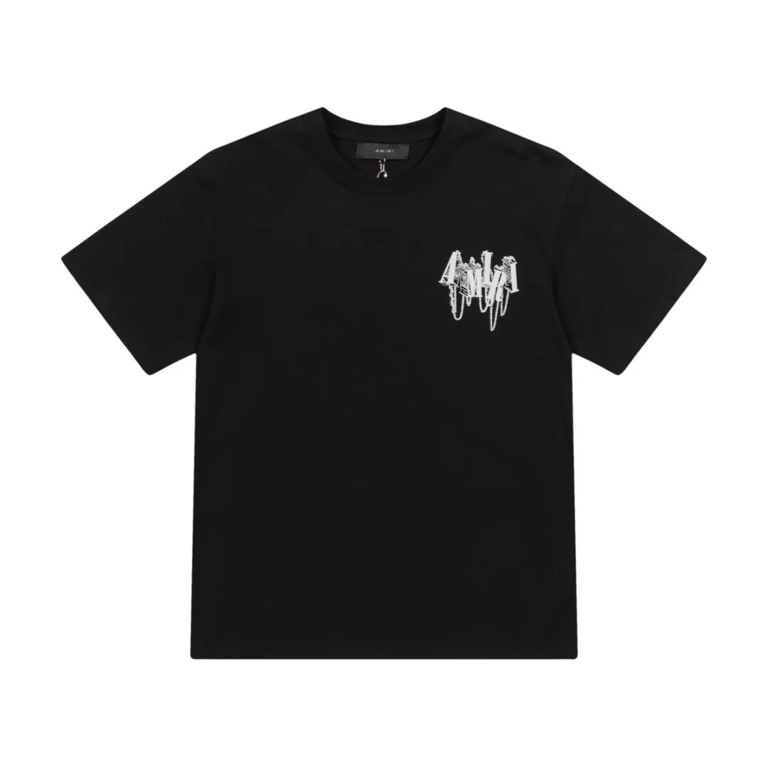 8029#P140amiri suede foaming process printing logo, using 300 grams of fabric, color: black, white. Size: S M L XL