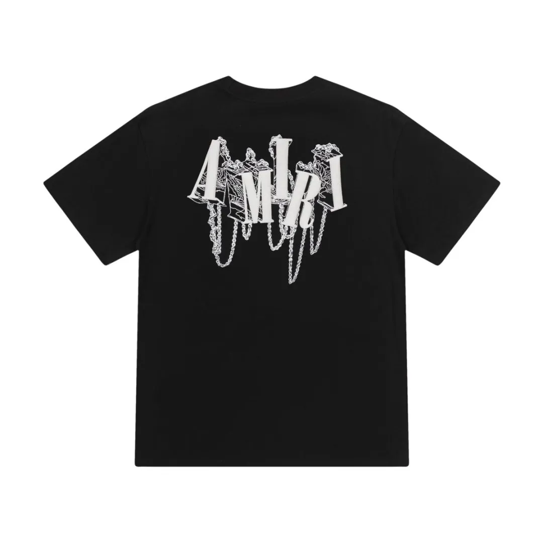 8029#P140amiri suede foaming process printing logo, using 300 grams of fabric, color: black, white. Size: S M L XL