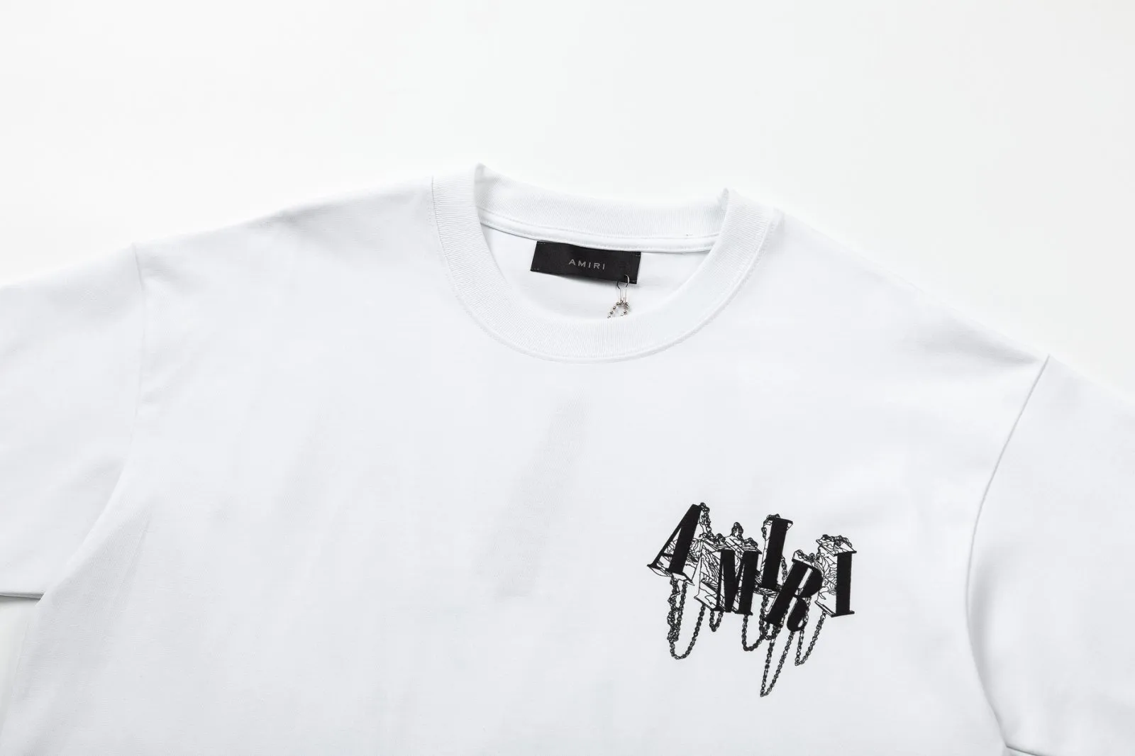 8029#P140amiri suede foaming process printing logo, using 300 grams of fabric, color: black, white. Size: S M L XL