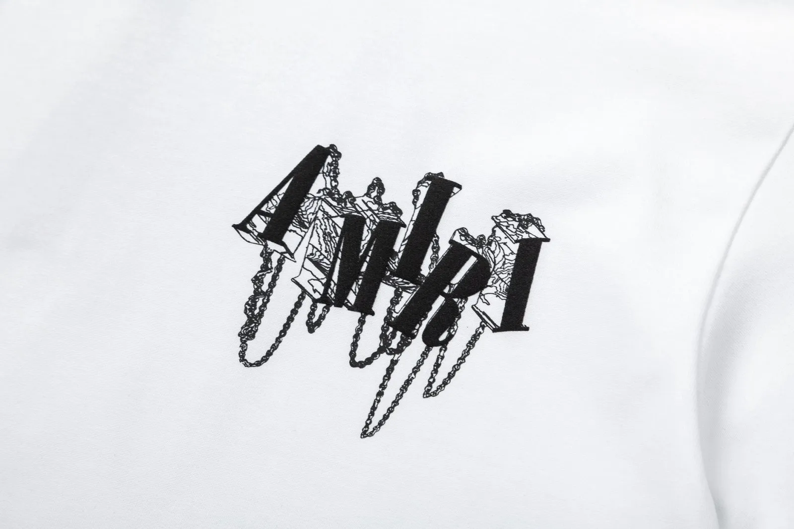8029#P140amiri suede foaming process printing logo, using 300 grams of fabric, color: black, white. Size: S M L XL