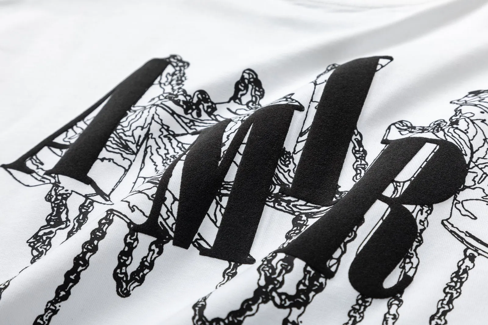 8029#P140amiri suede foaming process printing logo, using 300 grams of fabric, color: black, white. Size: S M L XL