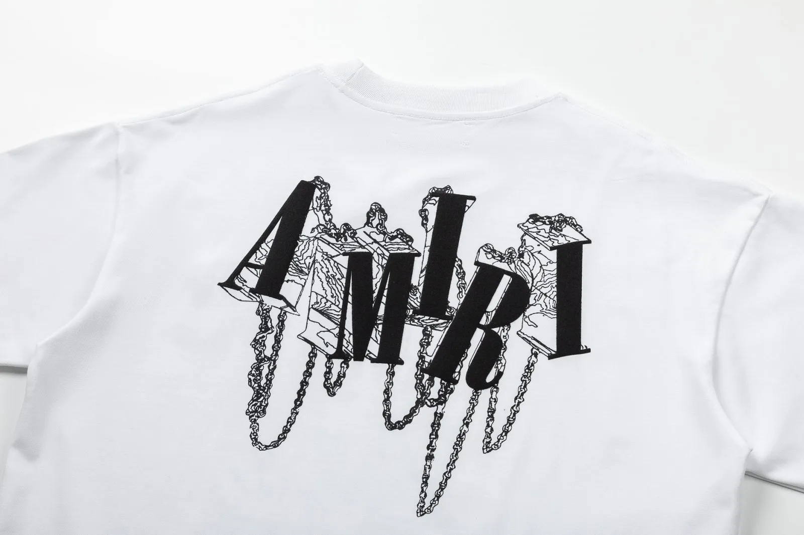 8029#P140amiri suede foaming process printing logo, using 300 grams of fabric, color: black, white. Size: S M L XL