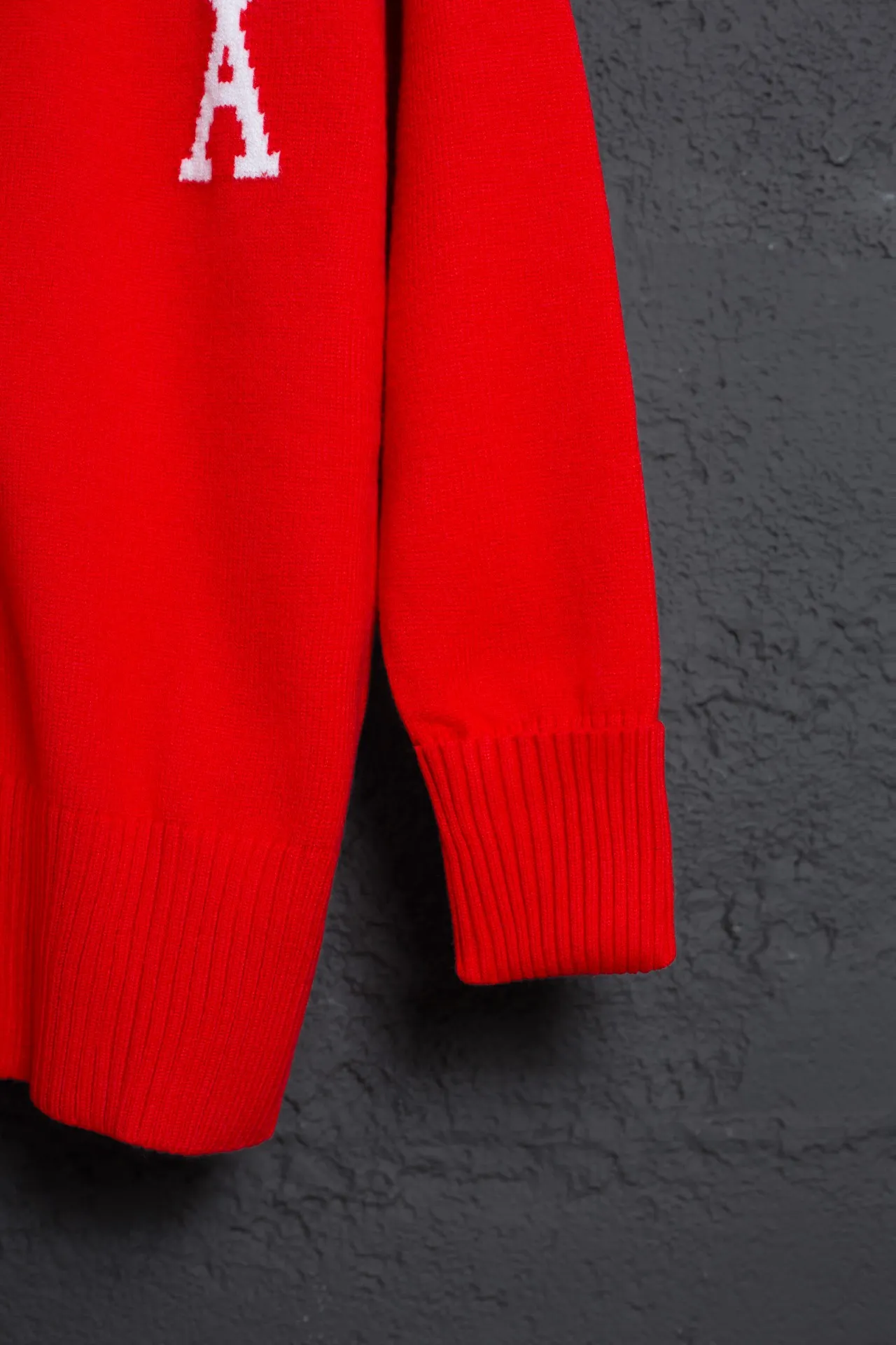 P186 Style No.: MQ802 AMI Classic Big Love Series Jacquard Cardigan Sweater Highest Version Supports Comparison Color: Red, Size: S-XL