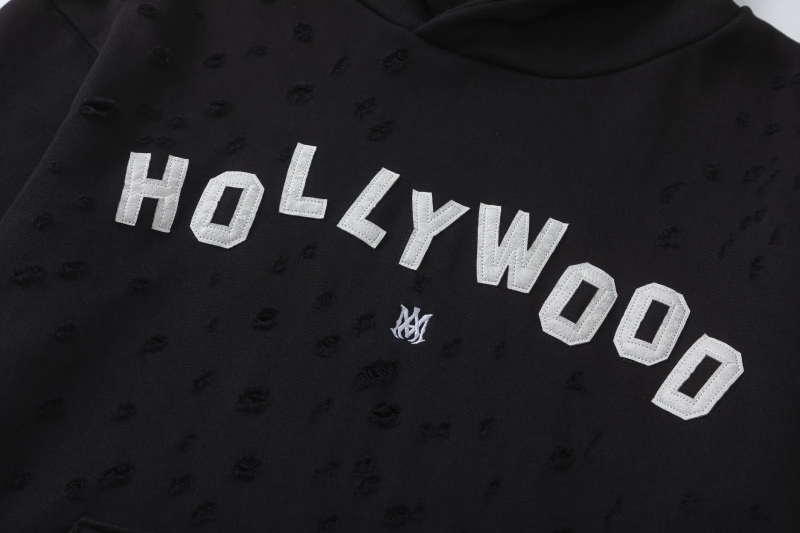7187#P320AMIRI Heavy industry ripped hooded sweatshirt, color: black, size: S M L XL