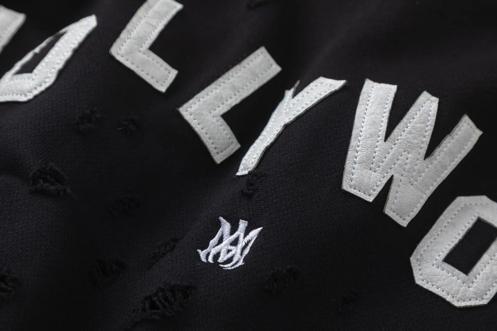 7187#P320AMIRI Heavy industry ripped hooded sweatshirt, color: black, size: S M L XL