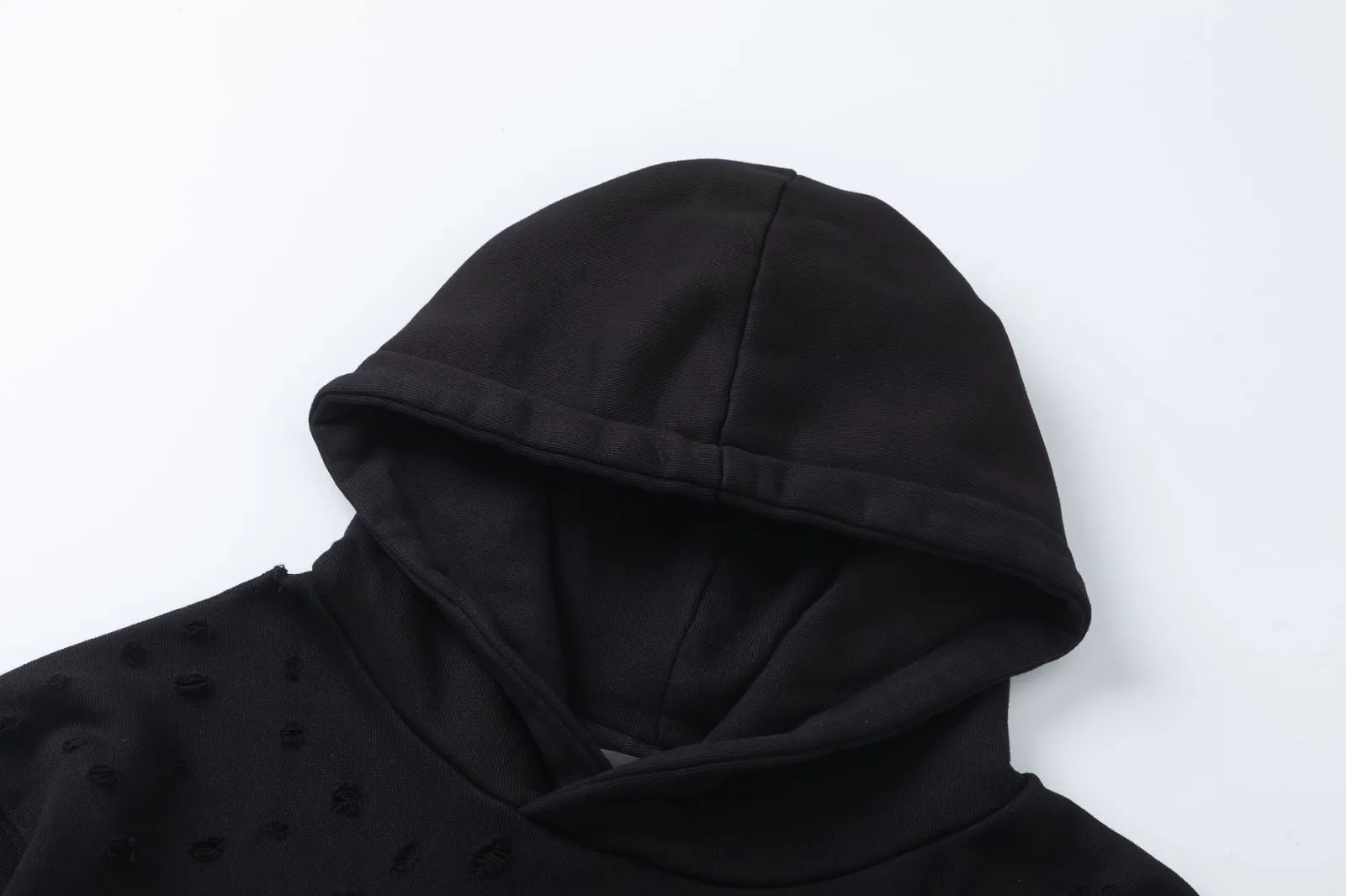 7187#P320AMIRI Heavy industry ripped hooded sweatshirt, color: black, size: S M L XL