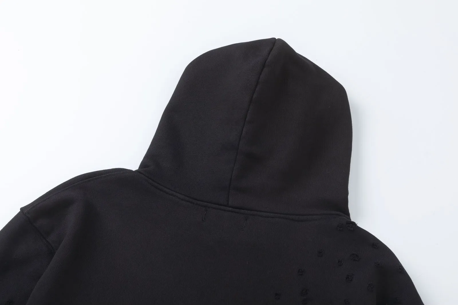 7187#P320AMIRI Heavy industry ripped hooded sweatshirt, color: black, size: S M L XL