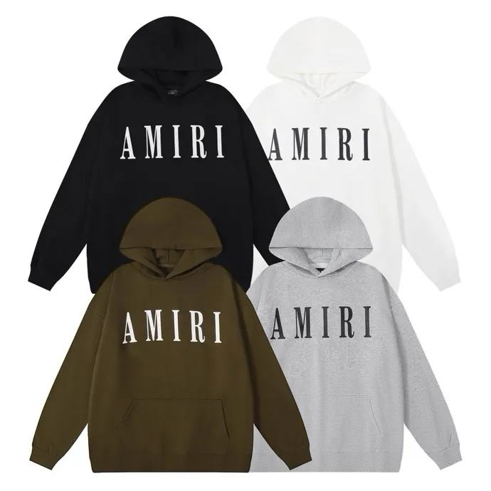 Style number: 868 P220 Fabric: 360g pure cotton terry sweatshirt AMIRI 2025 autumn and winter new logo hooded terry sweatshirt high street unisex loose classic letter jacket Color: Black White Size: S M L XL
