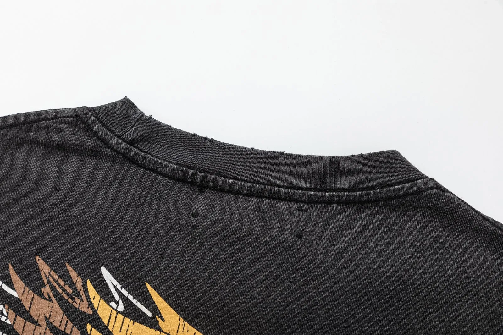 8046#P170, AMIRI cracked logo printed, washed, frayed and fried, loose version of T-shirt, made of 300g heavy fabric, color: black, size: S M L XL