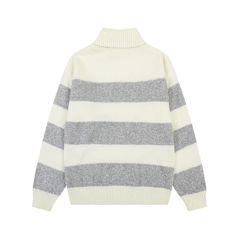 Size chart Ami Paris 2024 autumn and winter new large striped turtleneck sweater SMLXL