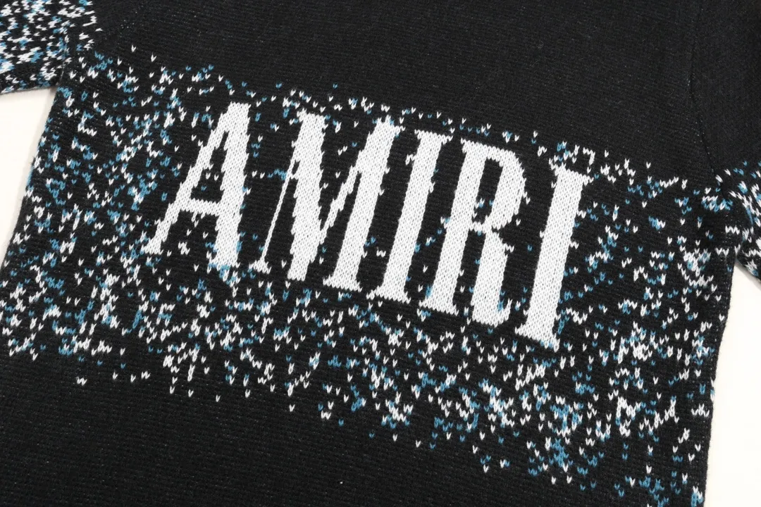 P280 AMIRI new style neckline personalized logo embroidered jacquard seahorse wool sweater Color: Brown Green Black Size: S M L XL XXL