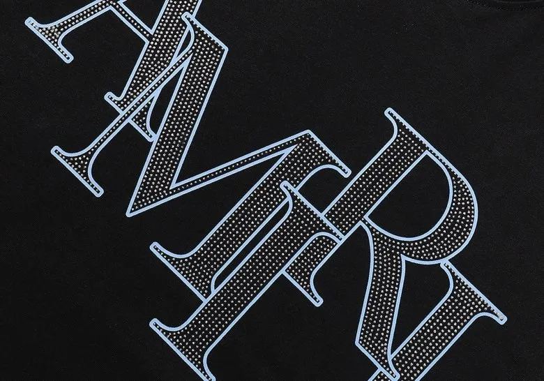 Style number: 707 P126 Fabric: 260g double yarn AMIRI 2025 spring and summer new logo round neck T-shirt high street same style for men and women loose classic hot silver letter short sleeves Color: black white Size: S M L XL