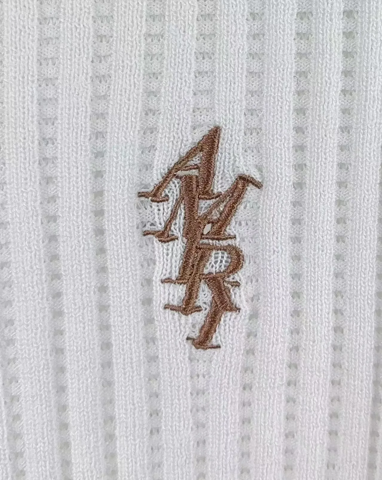 P210 🎉AMIRI new sweater short-sleeved POLO shirt, thin and breathable, embroidery on the chest, color: white black orange number: S M L XL XXL
