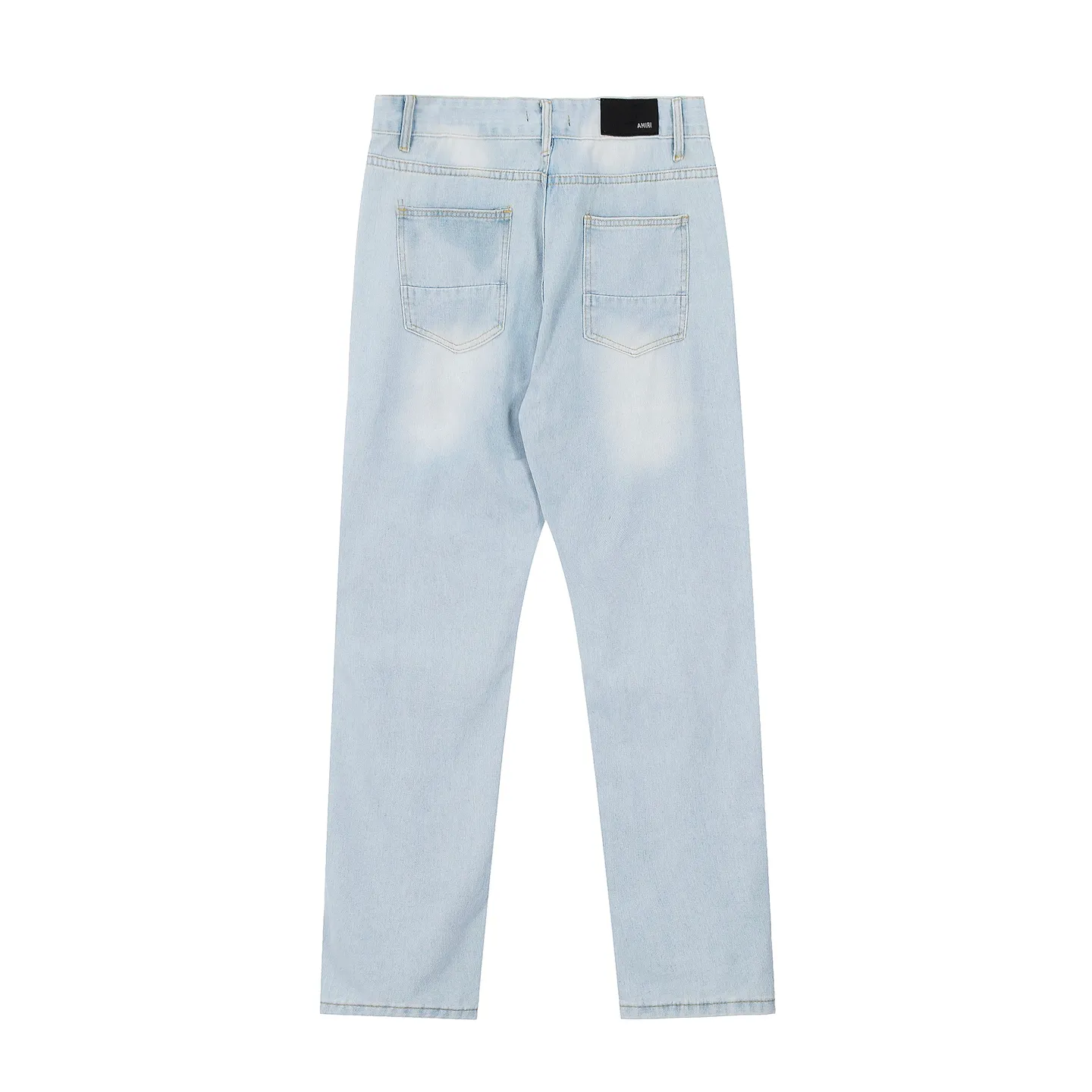 #M47 P168💰 AMIRI patch embroidery jeans trousers AMIRI high street basic ripped tight elastic jeans trousers amiri brand jeans break the production process and cutting of the original jeans, the fabrics are softer and more comfortable Hand-sewn collar label Customized logo buttons Genuine leather tag Color: Picture color Size: 30-32-34-36