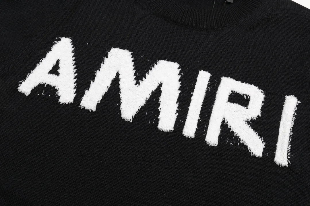 P280 AMIRI New Letter Logo Jacquard Tassel Destroyed Hole Sweater Color: White Black Size: S M L XL XXL