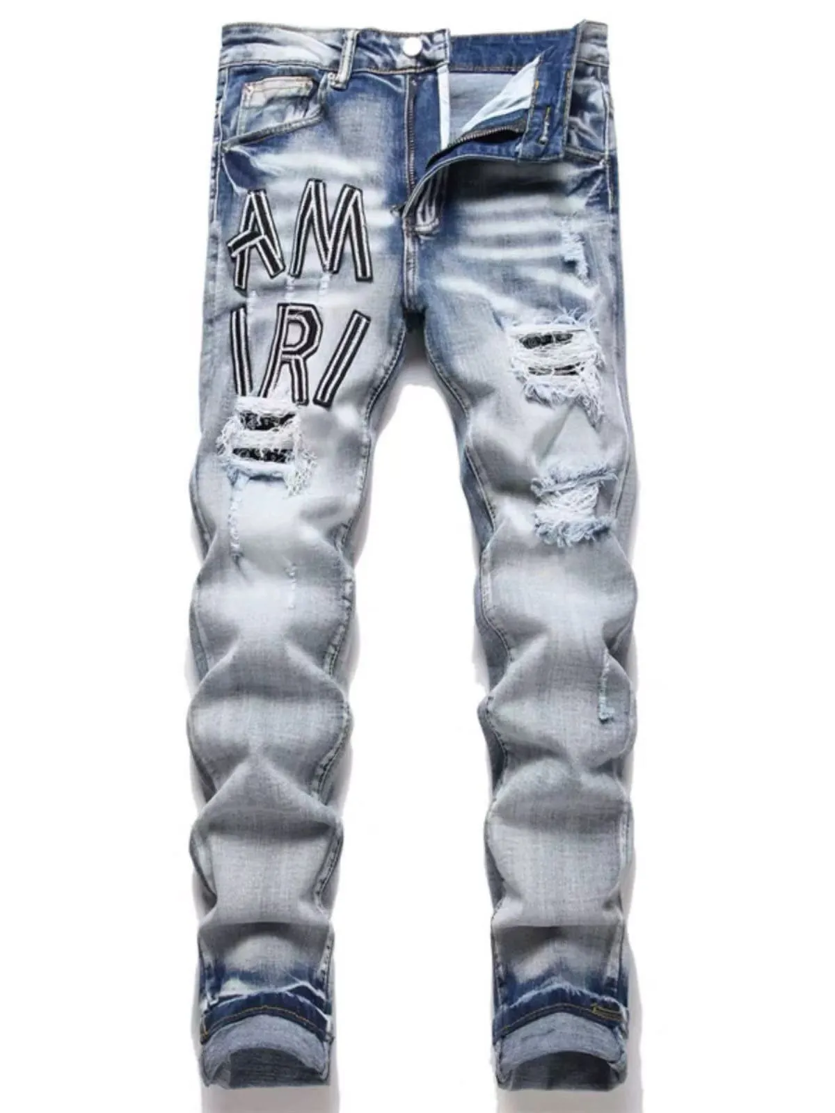 P156 Model No. Cc820 AMIRI MX1 high street jeans slim trousers FOG high street men's trend AMIRI In recent years, high street has become an increasingly frequent word in men's clothing. High street style has also become an important direction for everyone to match. Oversize is basically indispensable for high street related items. Color: black Size: m-2xl