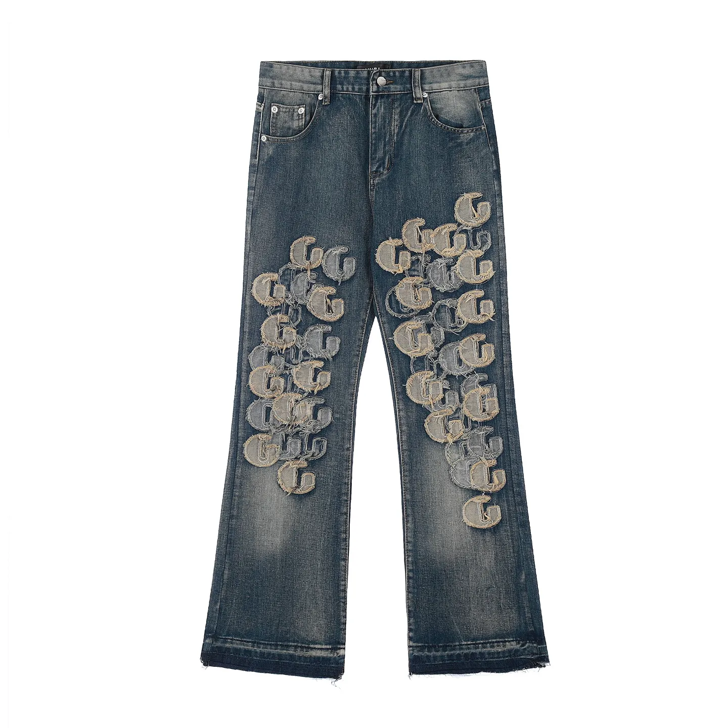 #M13 P168💰 Heavyweight AMIRI MX1 💎High Street Jeans Slim Fit Stretch Washed Knife Cut Hole Trousers FOG High Street Men's Fashion AMIRI Embroidered Patch Jeans amiri is transliterated as Emil, which is the name of the founder. Mike Amiri, the founder of amiri, grew up in Los Angeles, USA, and was influenced by local street culture and Punk Rock since he was a child. Due to his influence, he founded the amiri brand named after himself. A variety of trendy clothing meets the needs of different fashion players. Amiri clothing has novel and unique styles and is a well-known street brand in the United States. The styles and styles of many clothes are loved by many street photographers. The various clothing styles meet the dressing needs of different people, show their unique temperament, and show the trend of dressing. amiri's jeans are relatively famous. Not only do they have many styles, but the quality of the jeans is also very good. Many celebrities have also worn amiri brand jeans.  The jeans of the amiri brand break through the production process and cutting of the original jeans. The fabrics are relatively soft and comfortable, and are not as hard as some jeans, which can irritate the skin and cause the skin to bleed when worn. Los Angeles trendy brand Amiri's jeans are made with great detail from tailoring to texture, adding wrinkles, bullet holes, damage and other details to add to the trendiness of the jeans. You can choose the style that suits you according to your own needs. Only when you wear a suitable style can you have a certain sense of fashion.  In recent years, high street has become a word that appears more and more frequently in men's clothing. High street style has also become an important direction for everyone's matching. High street-related items basically cannot avoid oversize or drop-shoulder tops. The lower body is matched with trackpants or tight-fitting denim. Among them, in my opinion, the most representative one is perhaps annihilation. What I bring to you today is the MX1 patchwork denim worn by many Internet celebrities in Xiaohongshu. It is operated by a Ningbo washing factory. Front and back. The trousers have a beautiful fading color with cat whiskers. Full of high-end feel. Knee-part damage design with leather patchwork design. Already used as facade design. Leather waist nameplate. Customized crotch placket hardware. Engraving and molding. The focus of this style is not on washing, but on the shape and version of the damage. The secret lies in the craftsmanship of the master. The cost of hand-made products such as fraying, machining, knife cutting, etc. is far beyond comparison with assembly line products. Color: Picture color Size: 30-32-34-36