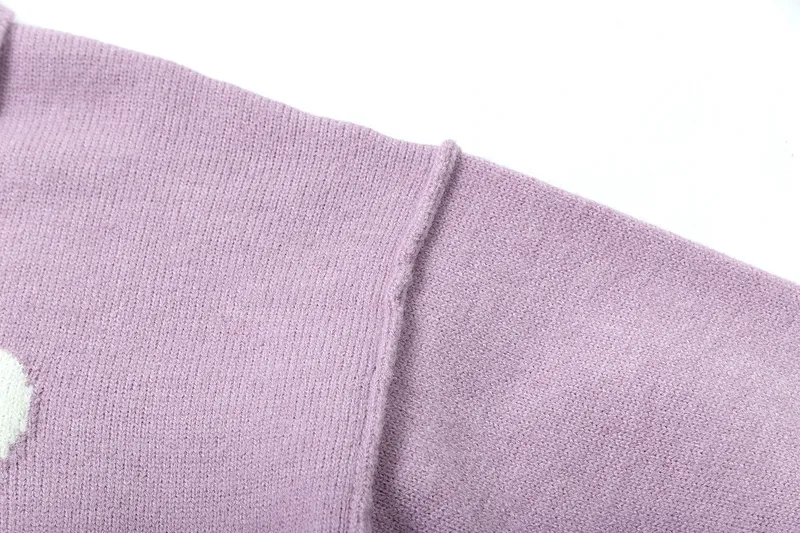 Ami Paris2025 early spring new product big love ADC jacquard wool patchwork reverse sleeve technology Ami De Coeur polo collar pullover sweater same style for men and women Oversize version Color: light gray lilac Size: S-XL