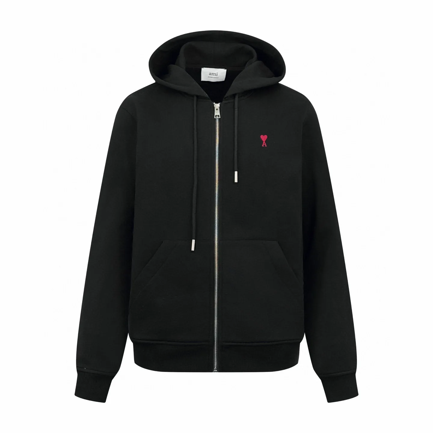 🅿️480 [Exclusive supply] Ami love embroidered hooded jacket (black). The original purchase was RMB 3,400. The fabric is made of custom-made mercerized cotton. It feels delicate and comfortable against the skin. It is based on matte gray. It comes with a soft light filter. The black silk thread dances on the chest with love embroidery. It is low-key and powerful. The French romantic code is engraved. It is the ultimate simplification of color. It also conveys the love and persistence of life. Use simplicity to control complexity, outline the silhouette with freedom, and use imported machine embroidery technology. Use advanced computer control systems and precision mechanical components to realize Ami love embroidery operations with high precision. The lines are smooth and delicate, and the fabrics have been washed. It has a better hand feel and texture. It is not easy to deform, not easy to shrink, not easy to fade, and maintains long-term beauty. Size:S-M-L-XL
