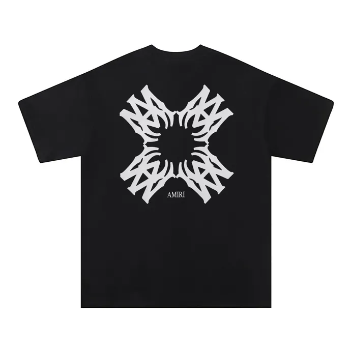 Style number: 717 P114 Fabric: 260g double yarn AMIRI 2025 spring and summer new logo round neck T-shirt high street unisex loose classic letter short sleeves Color: black. White Size: S M L XL