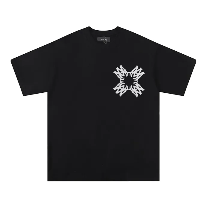 Style number: 717 P114 Fabric: 260g double yarn AMIRI 2025 spring and summer new logo round neck T-shirt high street unisex loose classic letter short sleeves Color: black. White Size: S M L XL