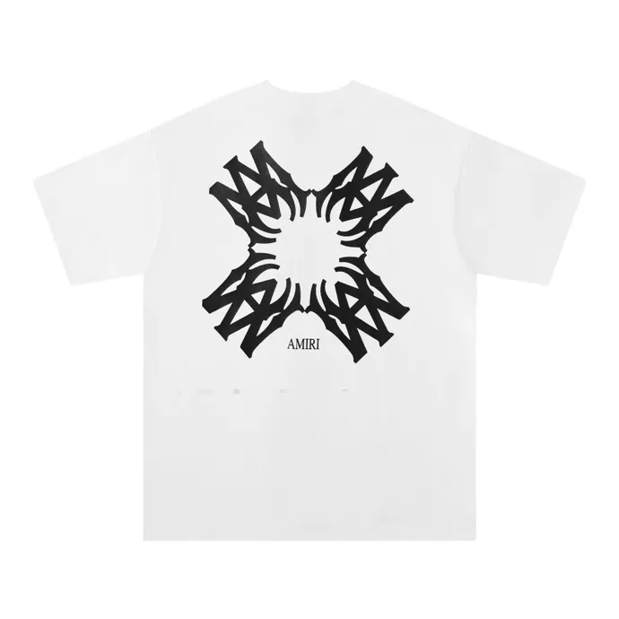 Style number: 717 P114 Fabric: 260g double yarn AMIRI 2025 spring and summer new logo round neck T-shirt high street unisex loose classic letter short sleeves Color: black. White Size: S M L XL