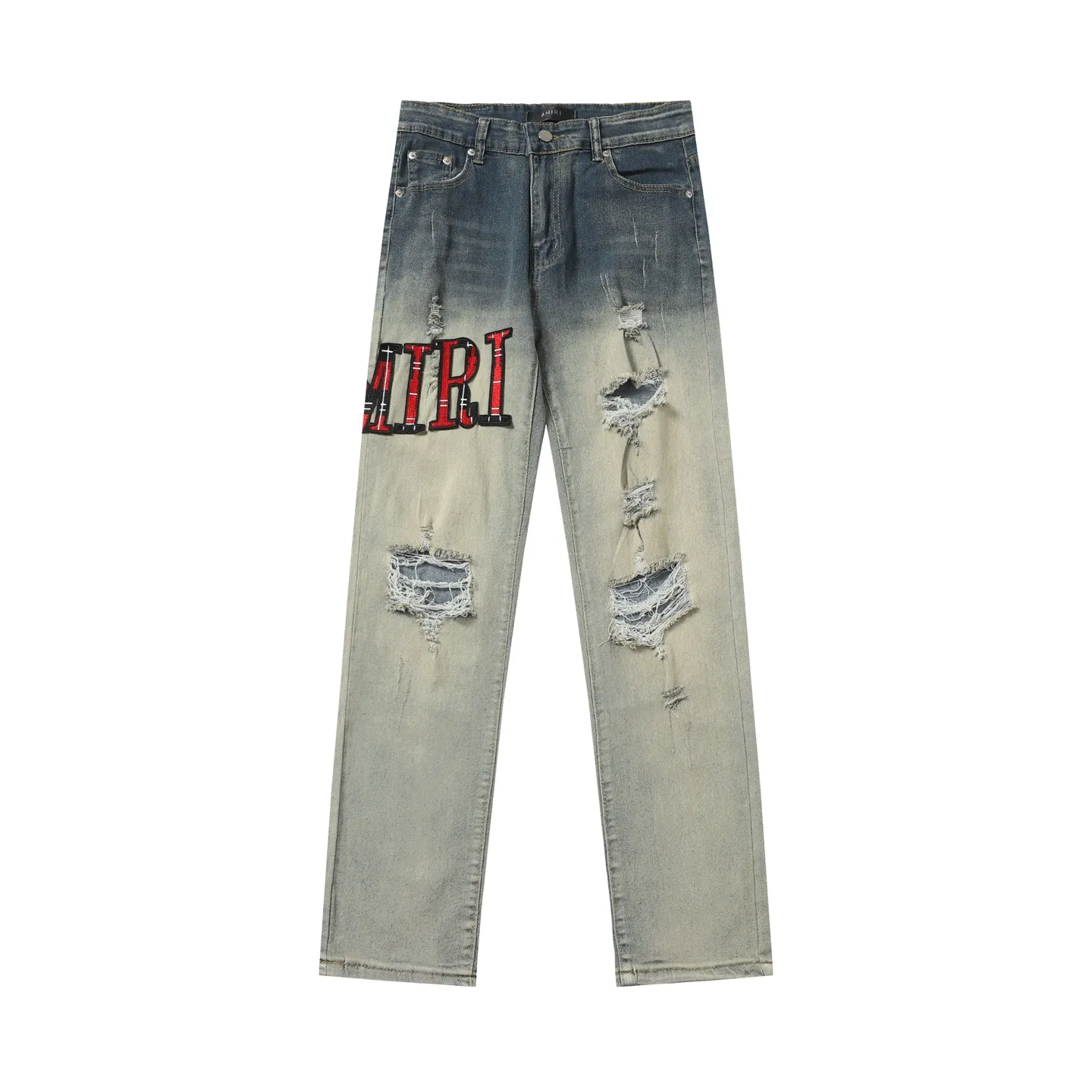 P280 AMIRI 25ss patch embroidery jeans trousers AMIRI high street basic ripped loose casual versatile jeans trousers amiri brand jeans break the production process and cutting of the original jeans, the fabrics are softer and more comfortable Hand-sewn collar label Customized logo buttons Genuine leather tag Color: Picture color Code number: 28-36