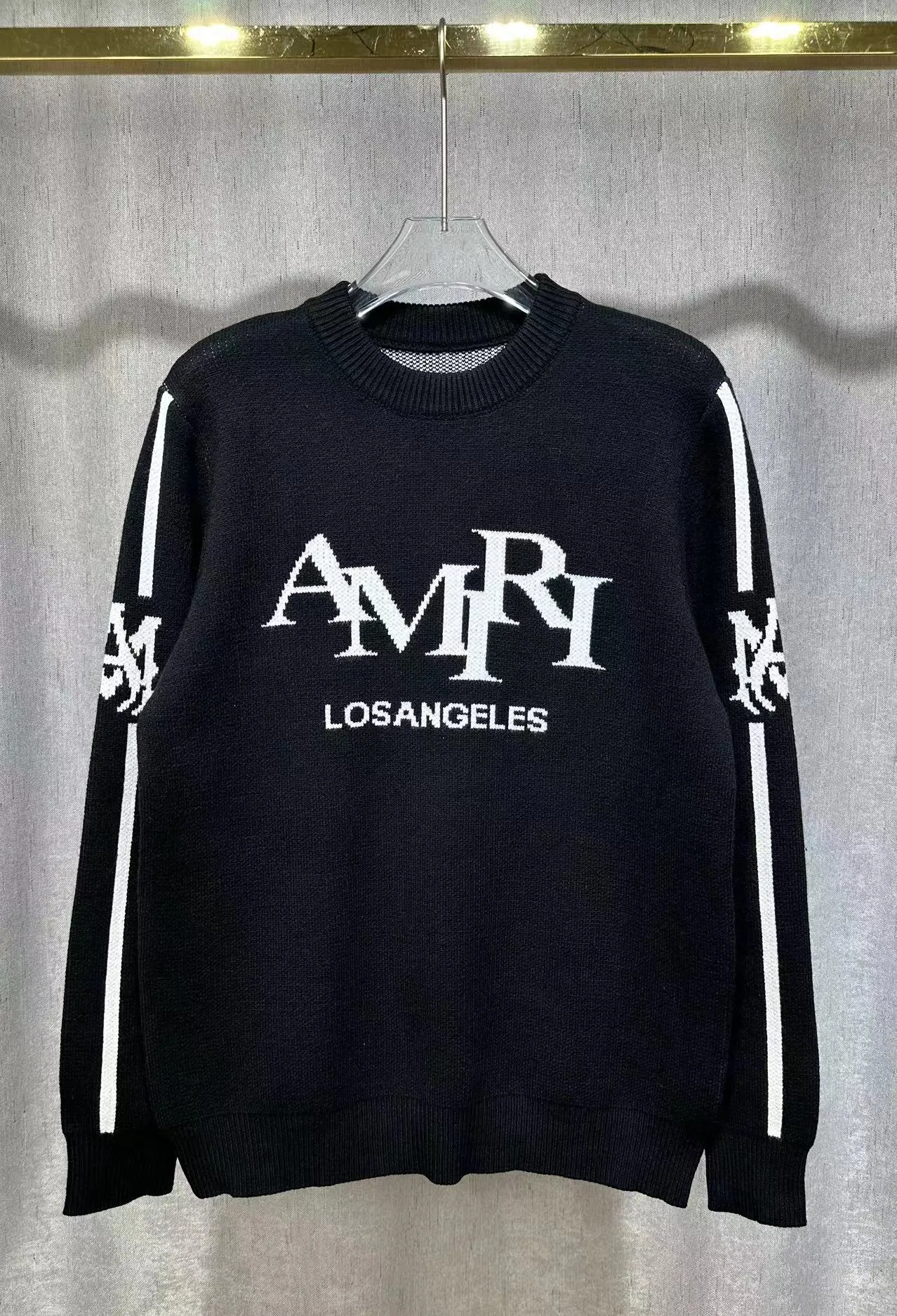 P230 🎉AMIRI new autumn and winter sweater Amiri letter jacquard on the front, large back Ⓜ️Exclusive Logo jacquard Color: Green Black Royal Blue Size: S M L XL XXL