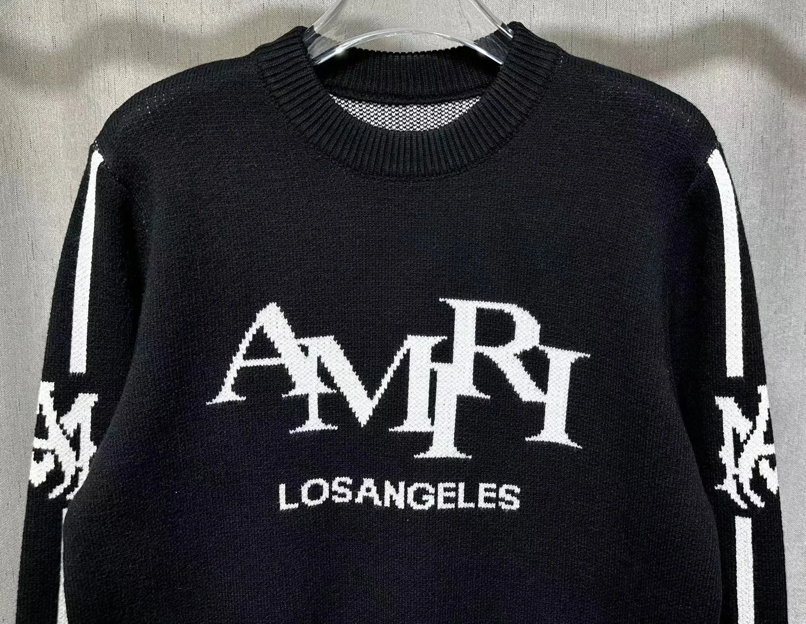 P230 🎉AMIRI new autumn and winter sweater Amiri letter jacquard on the front, large back Ⓜ️Exclusive Logo jacquard Color: Green Black Royal Blue Size: S M L XL XXL