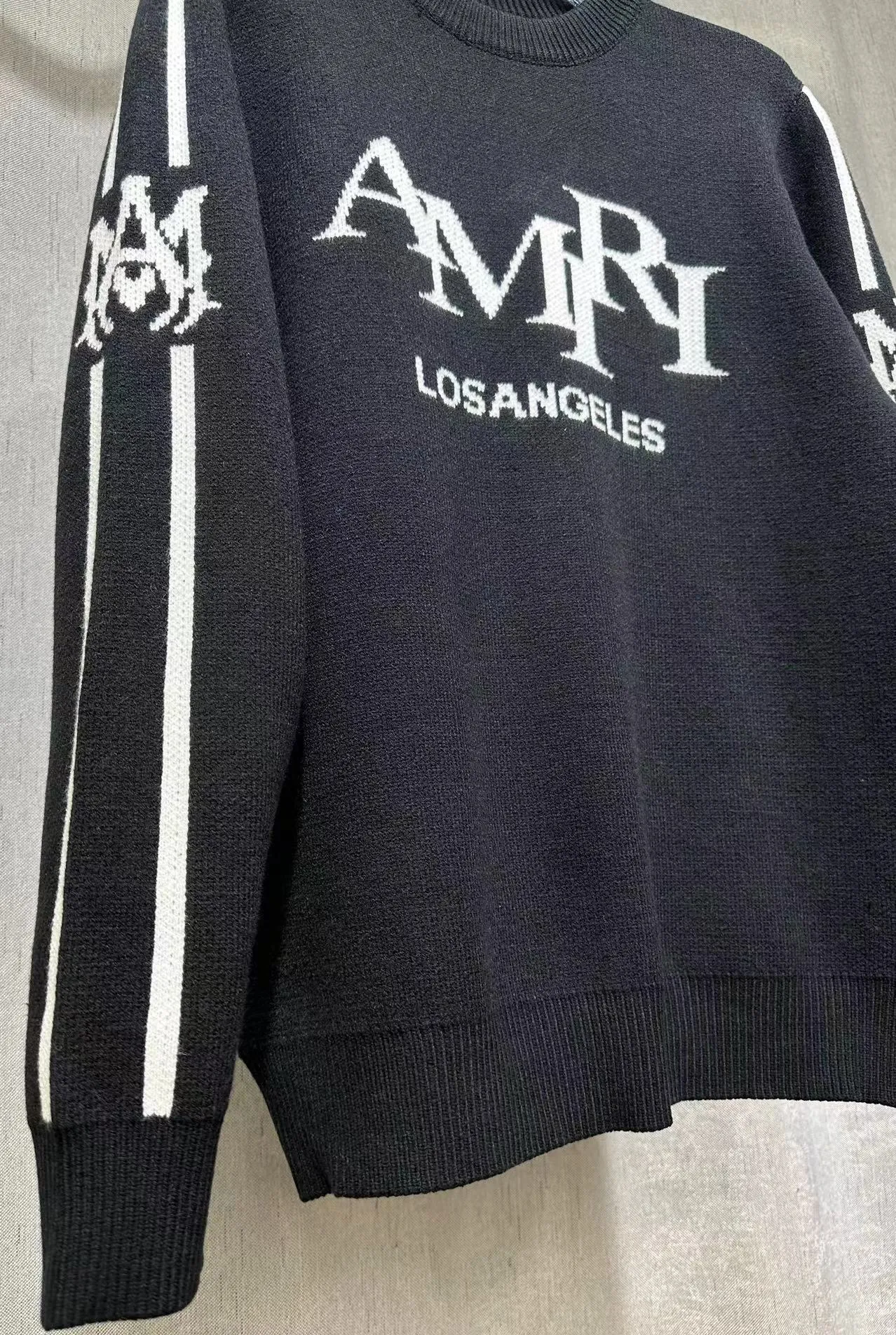 P230 🎉AMIRI new autumn and winter sweater Amiri letter jacquard on the front, large back Ⓜ️Exclusive Logo jacquard Color: Green Black Royal Blue Size: S M L XL XXL