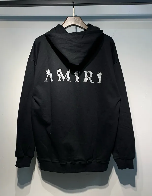 880 model P220 high quality 360g pure cotton terry AMIRI real shot sweatshirt black hanging shot S. M. L. XL