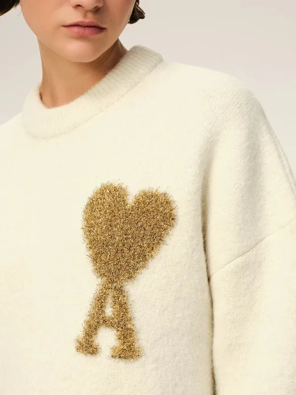 GW Ami Paris 2024 new autumn and winter knitted crew neck sweater SMLXL