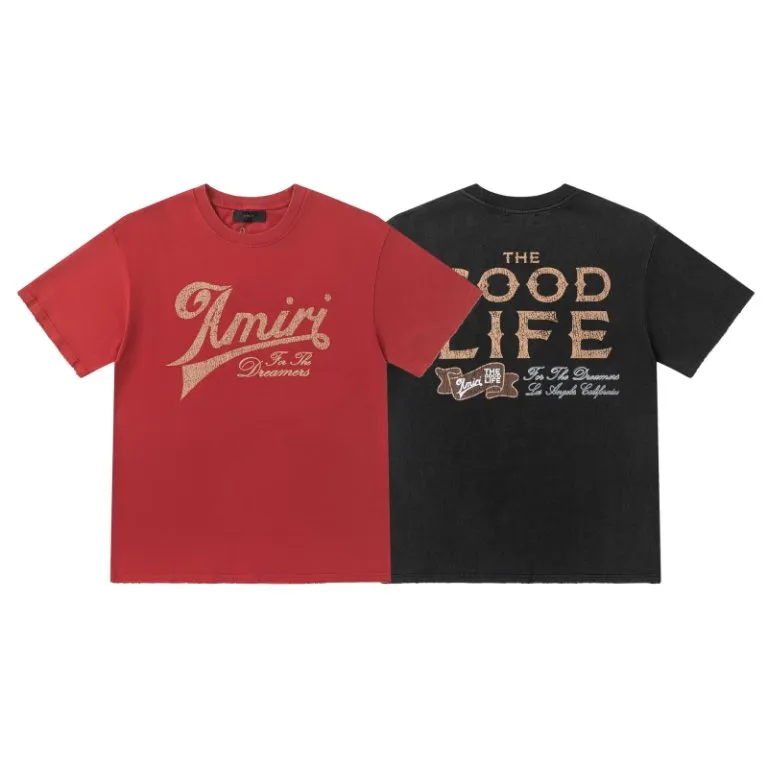 P160 AMIRI cracked printed logo grinding and fried salt technology, color: black, maroon, size: S M L XL