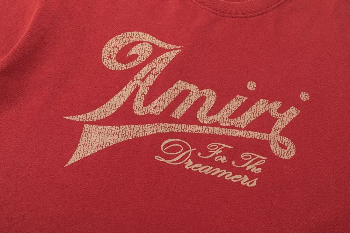 P160 AMIRI cracked printed logo grinding and fried salt technology, color: black, maroon, size: S M L XL