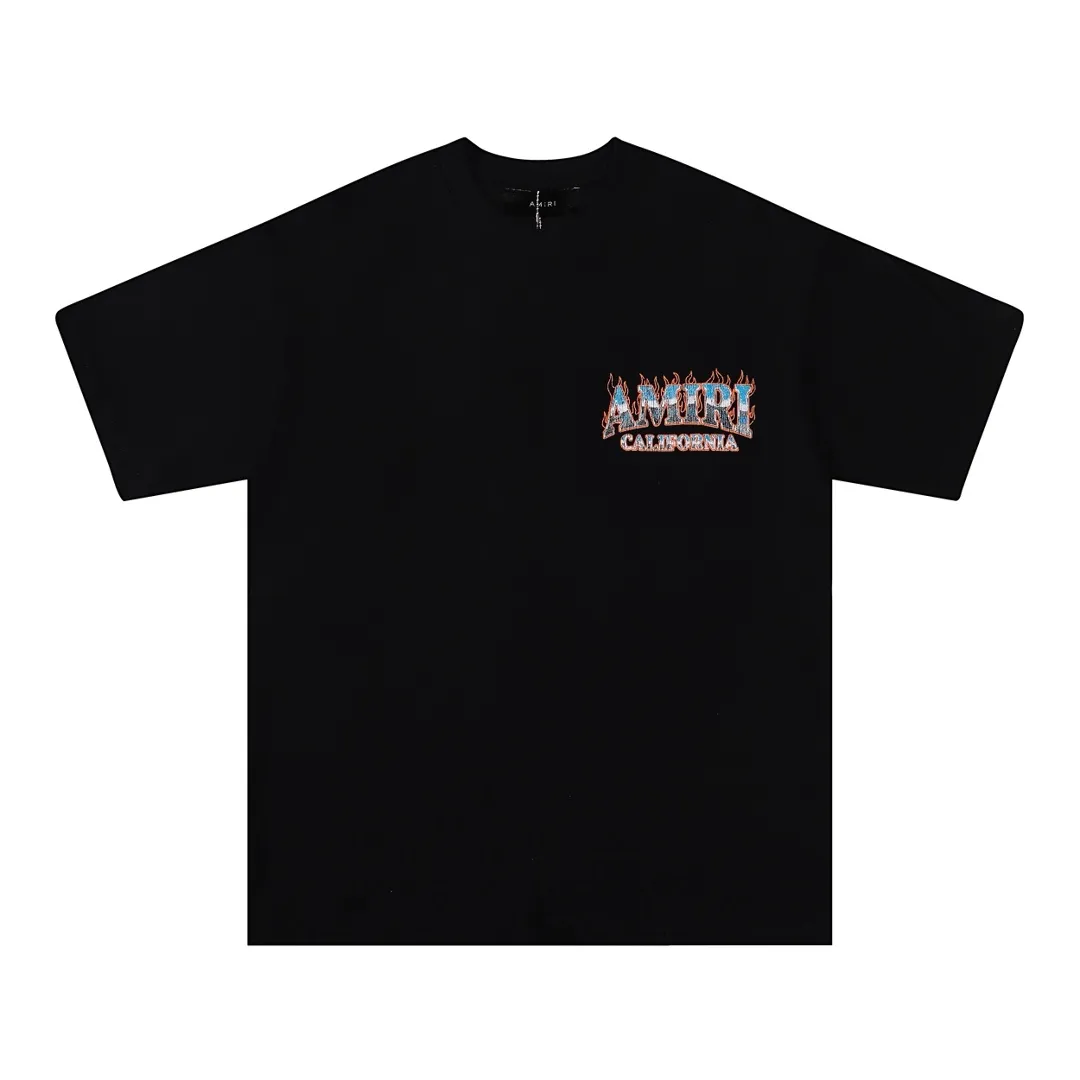 Style number: 750 P126 Fabric: 260g double yarn AMIRI 2025 spring and summer new logo round neck T-shirt high street men and women loose classic letter printed short sleeves Color: black. White Size: S M L XL