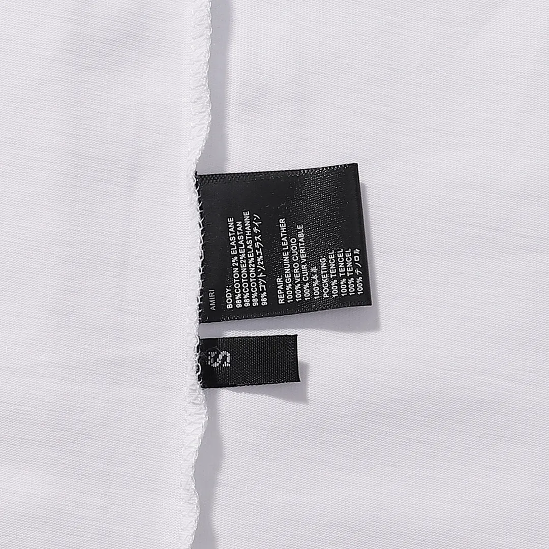 Style number: 750 P126 Fabric: 260g double yarn AMIRI 2025 spring and summer new logo round neck T-shirt high street men and women loose classic letter printed short sleeves Color: black. White Size: S M L XL