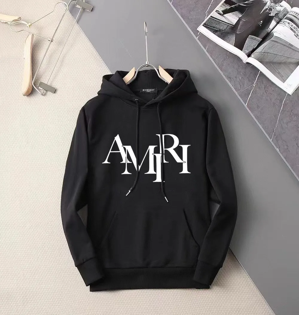 P220 brand [AMIRI] (good news for fat people) 2025ss spring latest long-sleeved hooded sweatshirt, on sale simultaneously on the official website. Refreshing and breathable. Made of top Tencel Roman. Comfortable and soft. 3D three-dimensional clarity. Super fashion sense. Great gift for your own use. Size: M-5XL (can wear up to 220 pounds)