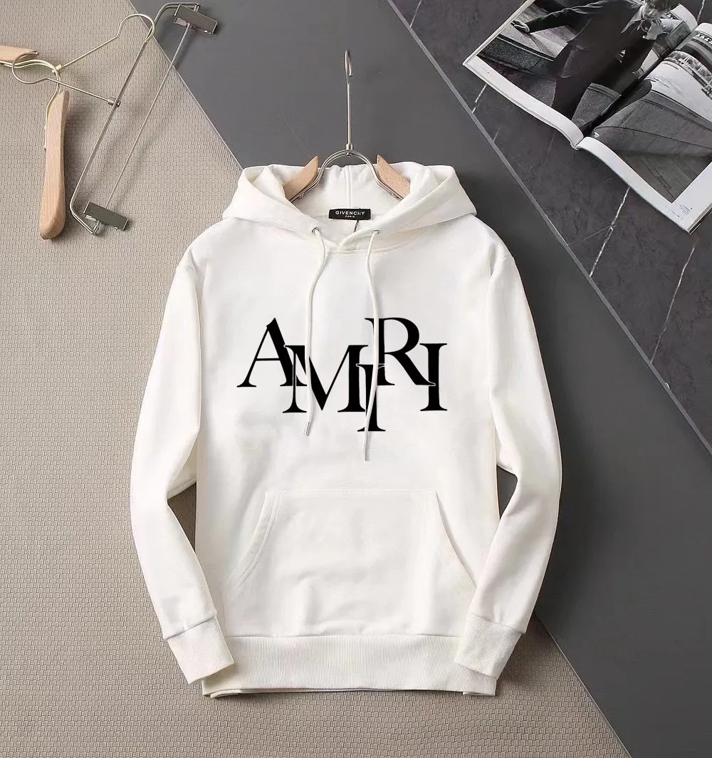 P220 brand [AMIRI] (good news for fat people) 2025ss spring latest long-sleeved hooded sweatshirt, on sale simultaneously on the official website. Refreshing and breathable. Made of top Tencel Roman. Comfortable and soft. 3D three-dimensional clarity. Super fashion sense. Great gift for your own use. Size: M-5XL (can wear up to 220 pounds)