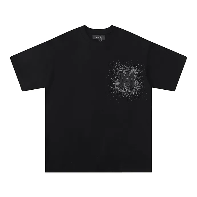Style number: 692 P126 Fabric: 260g double yarn AMIRI 2025 spring and summer new logo round neck T-shirt high street same style for men and women loose classic letter all over printed LOGO short sleeves Color: black blue code number: S M L XL