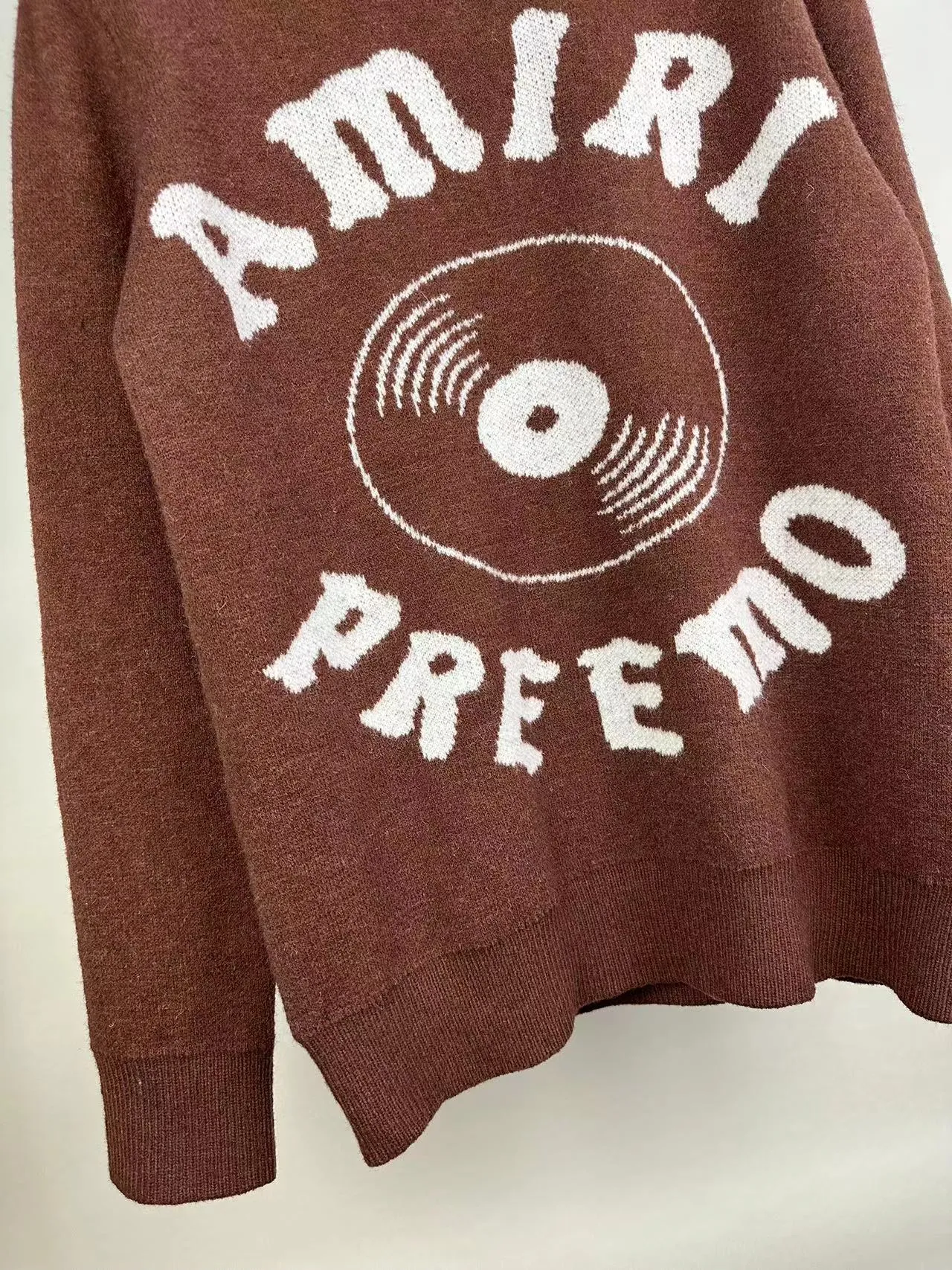 P240 🎉🎉AMIRI autumn and winter new style, partial jacquard letter logo on the front, European and American style sweater, color: fluorescent green, brown, black, size: S M L XL XXL