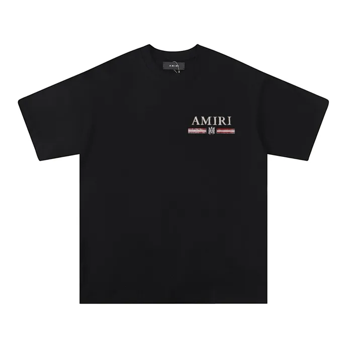 Style number: 698 P120 Fabric: 260g double yarn AMIRI 2025 spring and summer new logo round neck T-shirt high street unisex style loose classic letter short sleeves Color: White Black Size: S M L XL