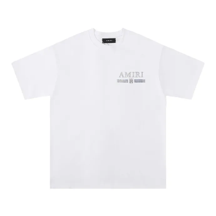 Style number: 698 P120 Fabric: 260g double yarn AMIRI 2025 spring and summer new logo round neck T-shirt high street unisex style loose classic letter short sleeves Color: White Black Size: S M L XL