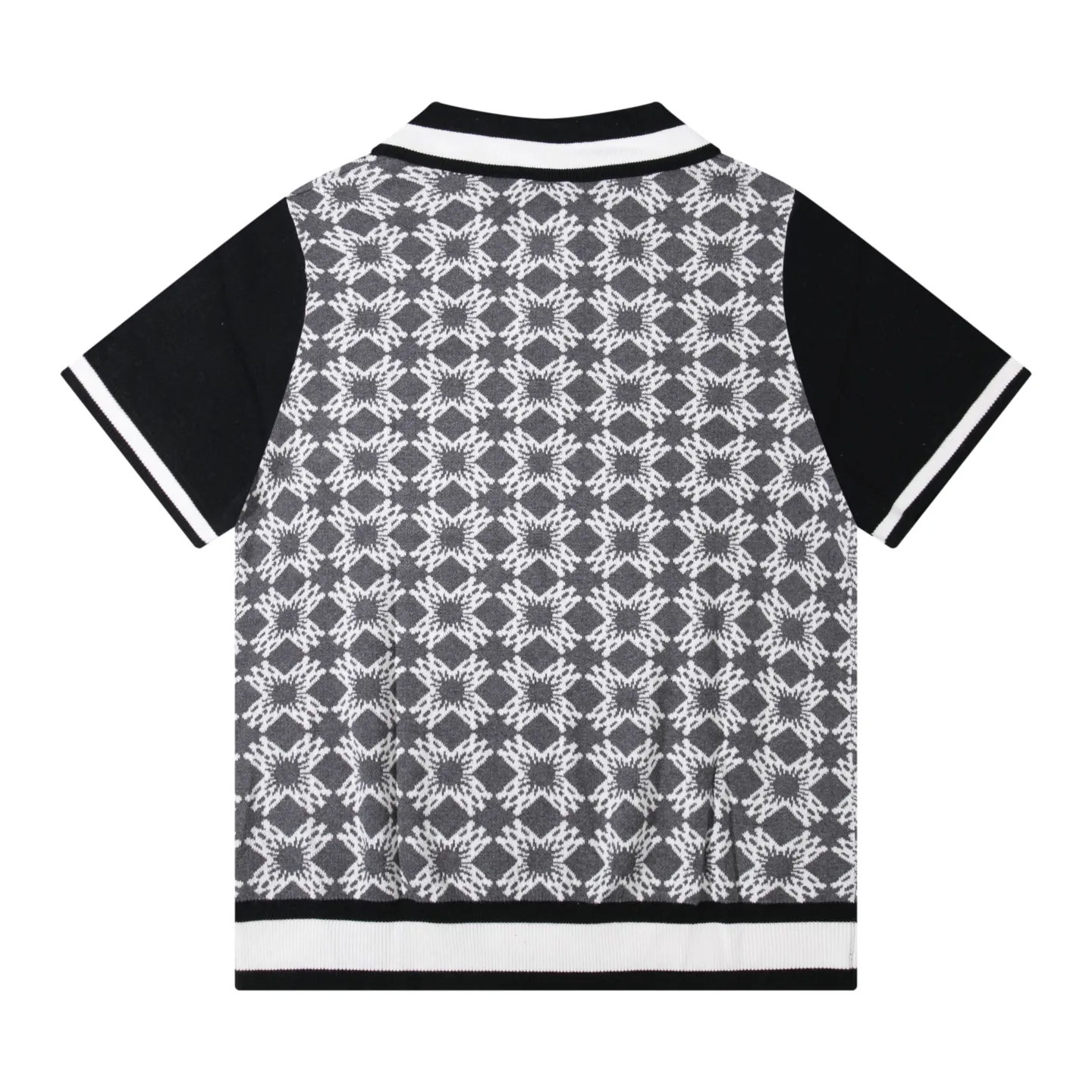 P280 AMIRI spliced ​​jacquard polo embroidered knitted T-shirt short sleeves Color: blue red Size: M L XL XXL